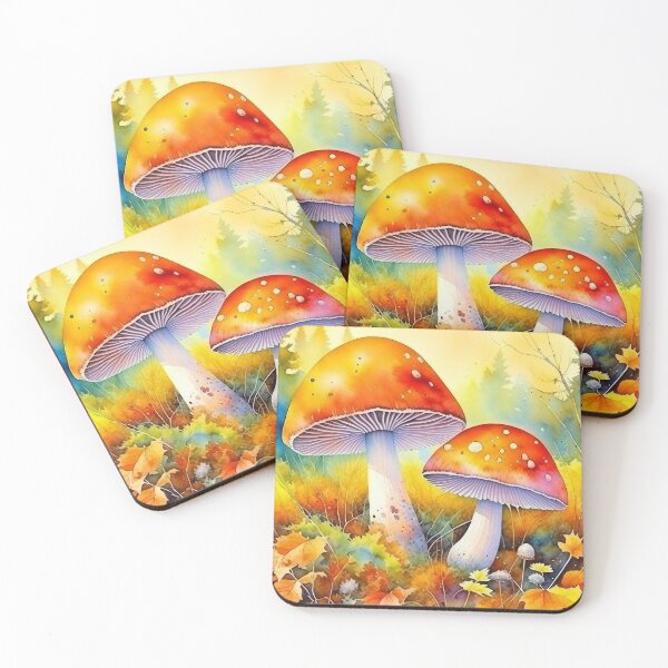Item preview, Watercolor Mashroom with Autumn Leaves designed and sold by Odetee.