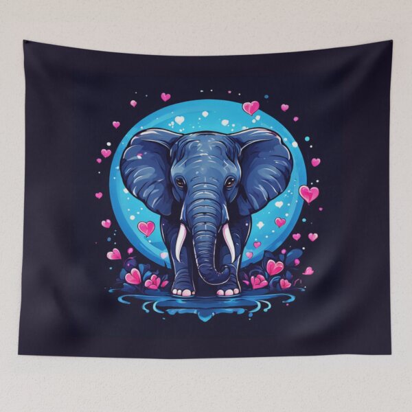 Item preview, Elephant with hearts designed and sold by Planetporridge.