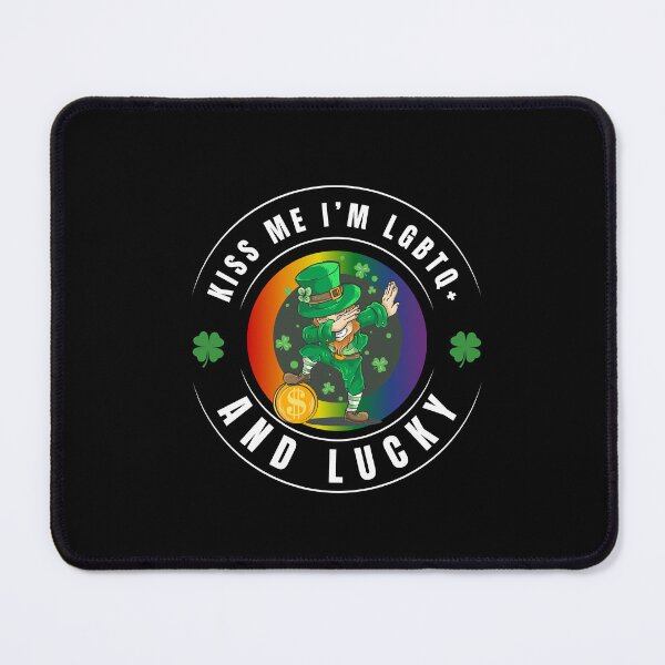 Item preview, Kiss Me I'm LGBTQ and Lucky, Leprechaun dapping with bit coin and shamrocks pride background, LGBTQ+ St Patrick's Day tees,  designed and sold by PrideBeProud.