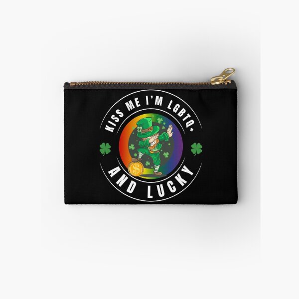 Item preview, Kiss Me I'm LGBTQ and Lucky, Leprechaun dapping with bit coin and shamrocks pride background, LGBTQ+ St Patrick's Day tees,  designed and sold by PrideBeProud.
