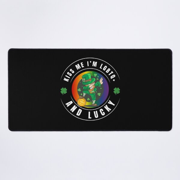 Item preview, Kiss Me I'm LGBTQ and Lucky, Leprechaun dapping with bit coin and shamrocks pride background, LGBTQ+ St Patrick's Day tees,  designed and sold by PrideBeProud.