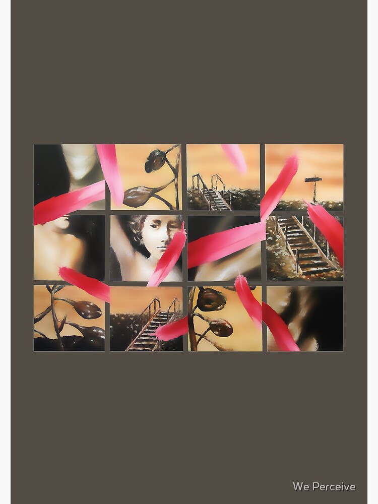 Collage painting harmonic art print - red feather, child, plant by CitizenWong