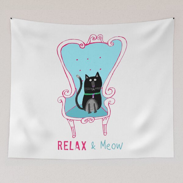 Item preview, Relax and Meow! Fun, Black Cat Relaxing on a Chair by Artist Carla Daly designed and sold by Carla Daly.