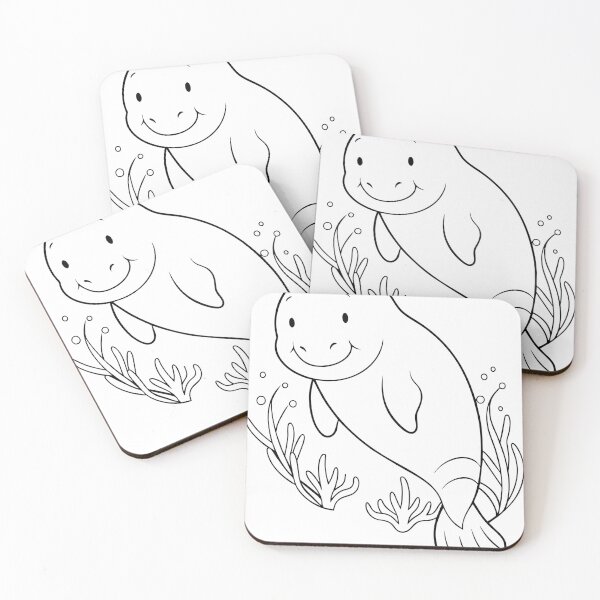 Item preview, Cute Manatee Smiling Line Art designed and sold by Lelijo.