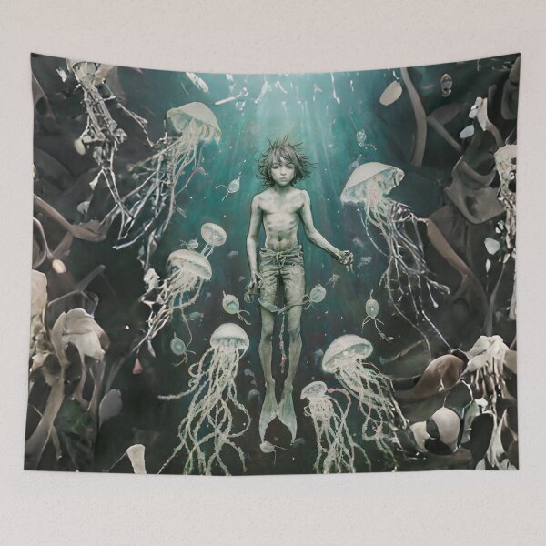 Item preview, Human-Mermaid Hybrid and Jellyfish - Desperate Boy designed and sold by MarinaFila.
