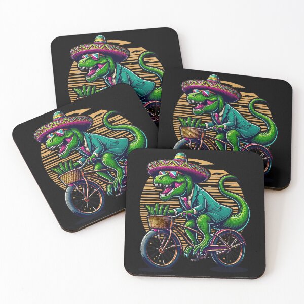 Item preview, cinco de mayo funny dinosaur rex rides a bicycle bike cycling retro funny biking designed and sold by BOUCHERIT amine.