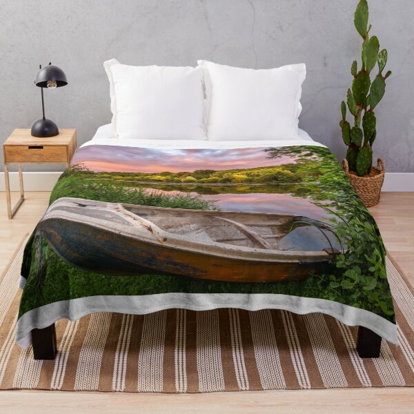 Item preview, Fordwich Trenley lake evening with boat designed and sold by rogerstanger.