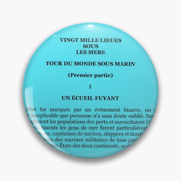 Item preview, First page of Jules Verne's book Vingt mille lieues sous les mers (turquoise) designed and sold by LunaMothDesigns.