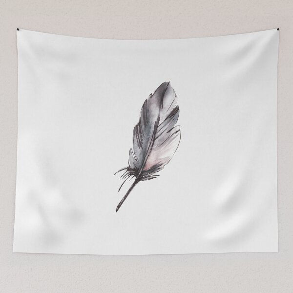 Item preview, Watercolor monochrome bird feather with graphic ink line. Hand drawn sticker designed and sold by BartolArt.