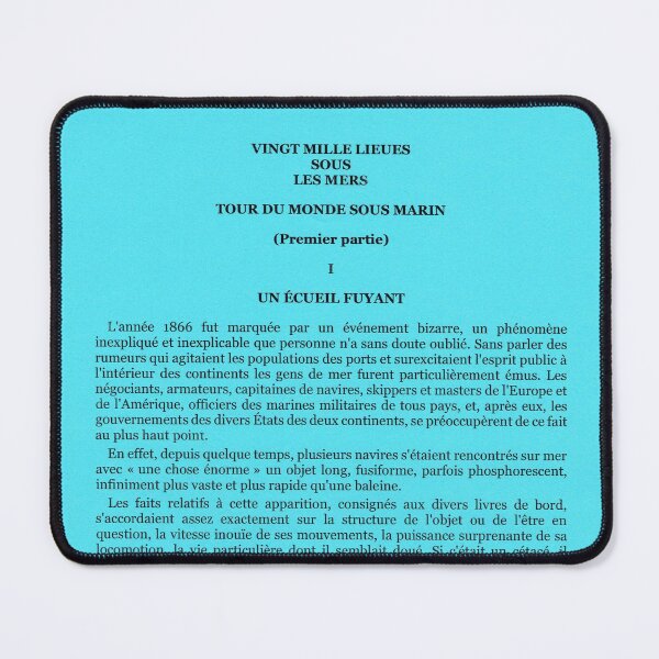 Item preview, First page of Jules Verne's book Vingt mille lieues sous les mers (turquoise) designed and sold by LunaMothDesigns.