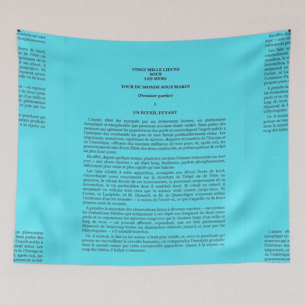 Item preview, First page of Jules Verne's book Vingt mille lieues sous les mers (turquoise) designed and sold by LunaMothDesigns.