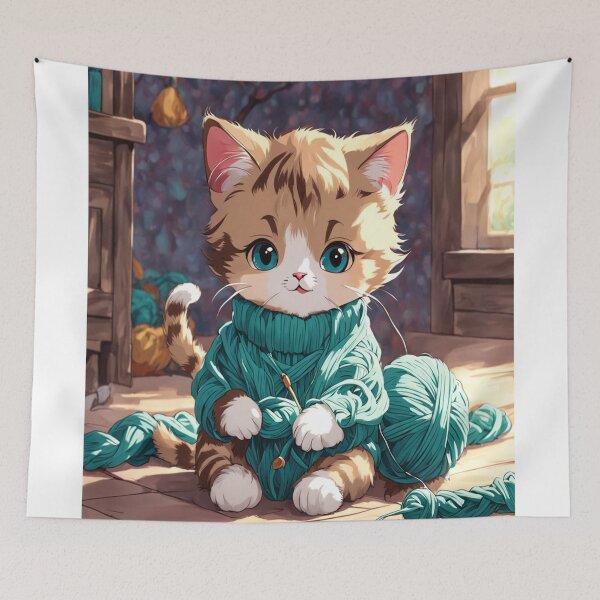 Item preview, Cat and knitting designed and sold by saly55887.