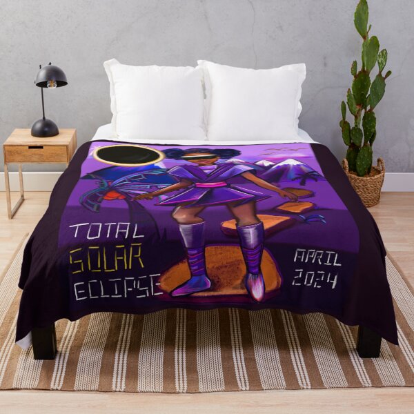 Item preview, Solar eclipse Anime girl with two puffs Black afro anime girl in purple space fantasy scene ! beautiful black girl with Braided hair, blue eyes, Cherry pink lips and dark brown skin. Hair love ! designed and sold by Artonmytee.