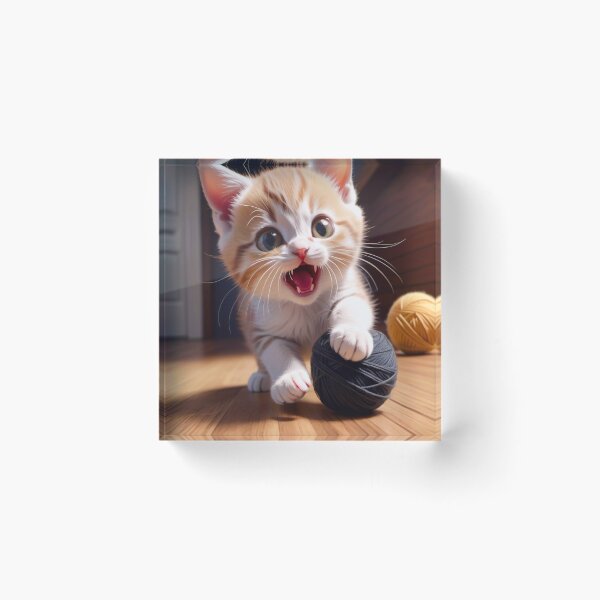Item preview, Kitten playing with wool ball designed and sold by M-Y-A-R-T-.