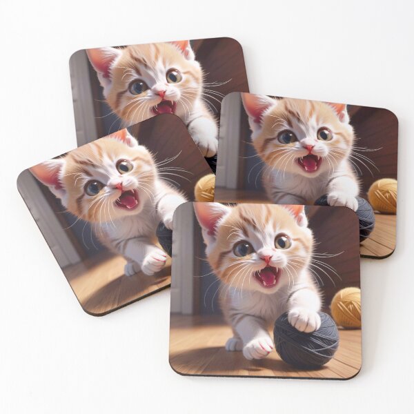 Item preview, Kitten playing with wool ball designed and sold by M-Y-A-R-T-.