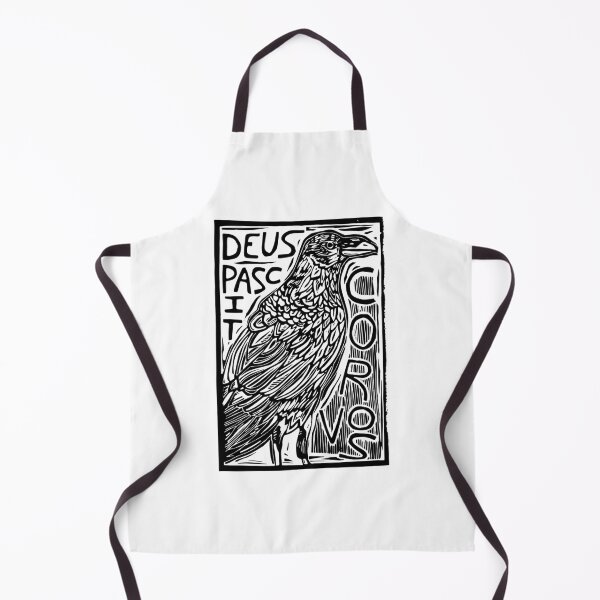 Item preview, God Feeds the Ravens Latin Motto Linocut designed and sold by SarahFullerArt.