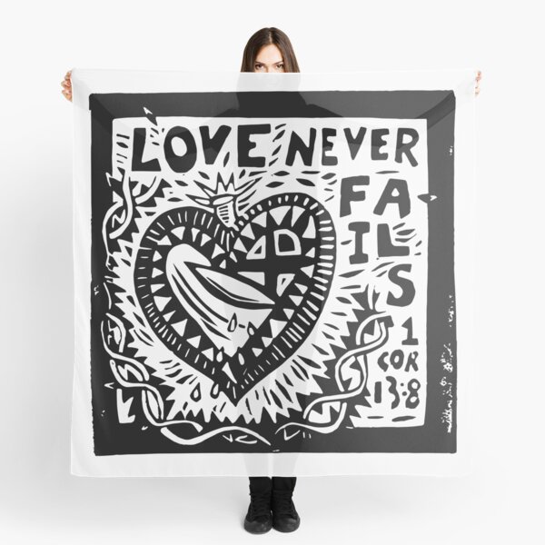 Item preview, Love Never Fails Sacred Heart Linocut Art designed and sold by SarahFullerArt.