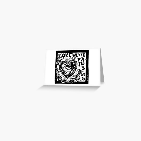 Item preview, Love Never Fails Sacred Heart Linocut Art designed and sold by SarahFullerArt.