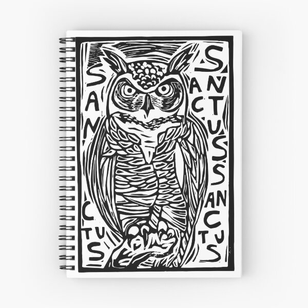 Item preview, Great Horned Owl with "Holy Holy Holy" Latin Linocut designed and sold by SarahFullerArt.