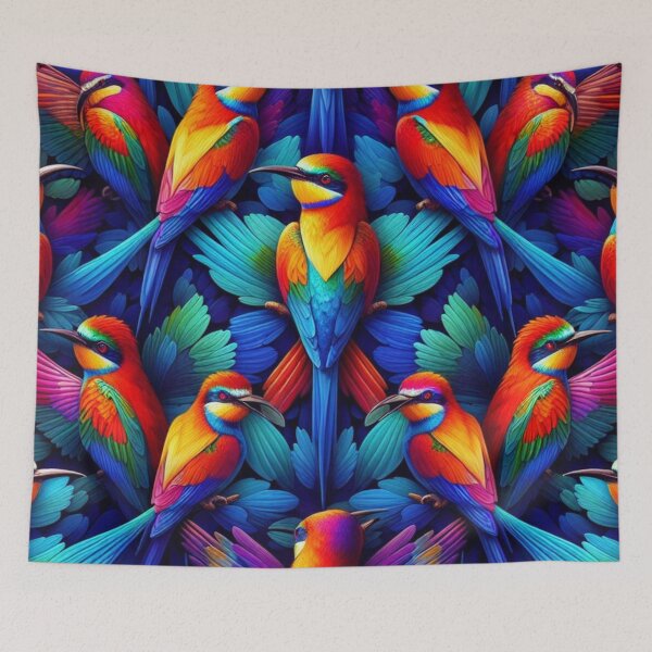 Item preview, Vibrant Rainbow Bee Eater Pattern - Mesmerizing Avian Harmony designed and sold by asbno19.