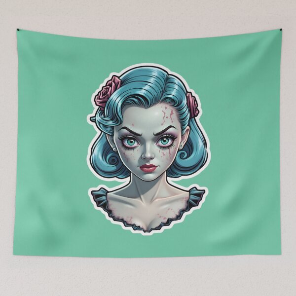 Aperçu de l'œuvre Cute Vintage Anime Zombie Pinup Girl créée et vendue par TheArtOfPat.