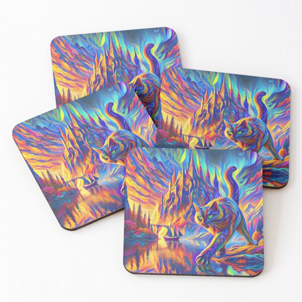 Item preview, Stylised cat and castle. DeepDream designed and sold by blackhalt.