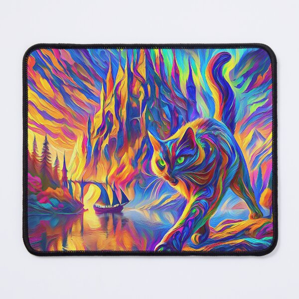 Item preview, Stylised cat and castle. DeepDream designed and sold by blackhalt.