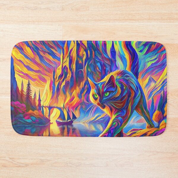 Item preview, Stylised cat and castle. DeepDream designed and sold by blackhalt.