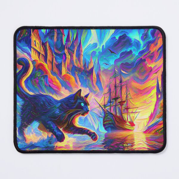 Item preview, Stylised cat and castle. DeepDream designed and sold by blackhalt.