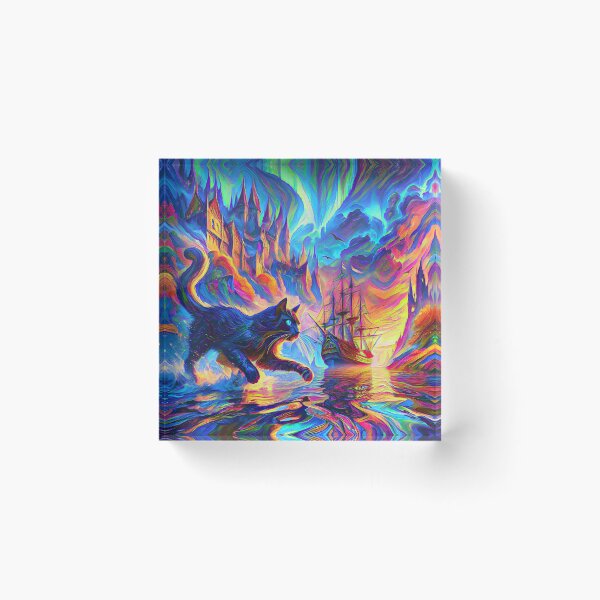 Item preview, Stylised cat and castle. DeepDream designed and sold by blackhalt.