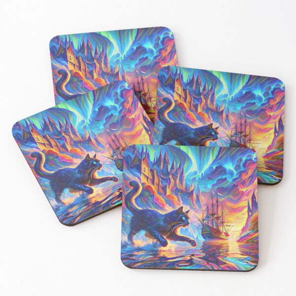 Item preview, Stylised cat and castle. DeepDream designed and sold by blackhalt.