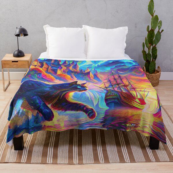 Item preview, Stylised cat and castle. DeepDream designed and sold by blackhalt.