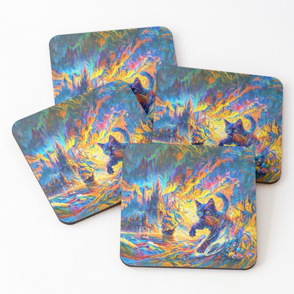 Item preview, Stylised cat and castle. DeepDream designed and sold by blackhalt.