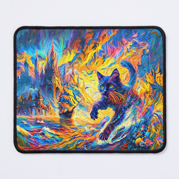 Item preview, Stylised cat and castle. DeepDream designed and sold by blackhalt.