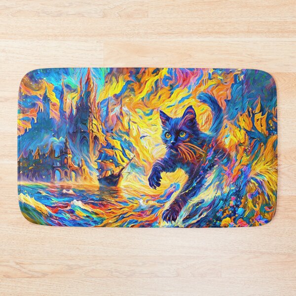 Item preview, Stylised cat and castle. DeepDream designed and sold by blackhalt.