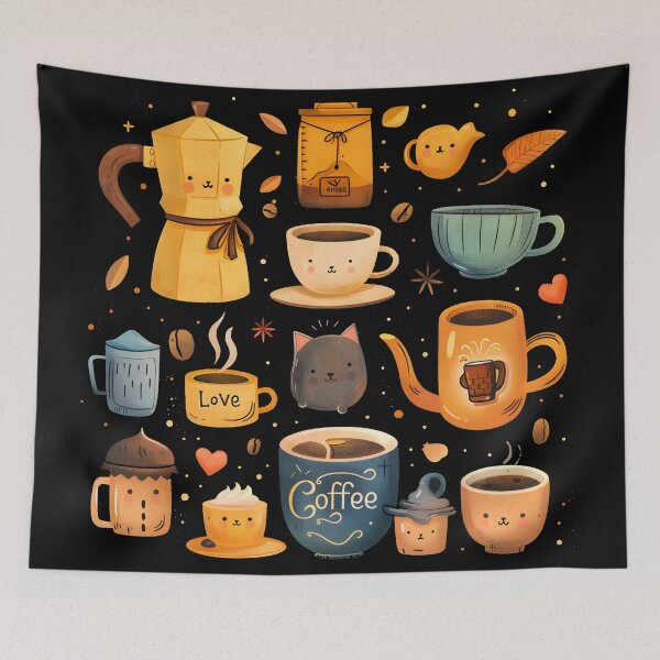 Item preview, Coffee and Cups Design designed and sold by ArtbyAiGallery.