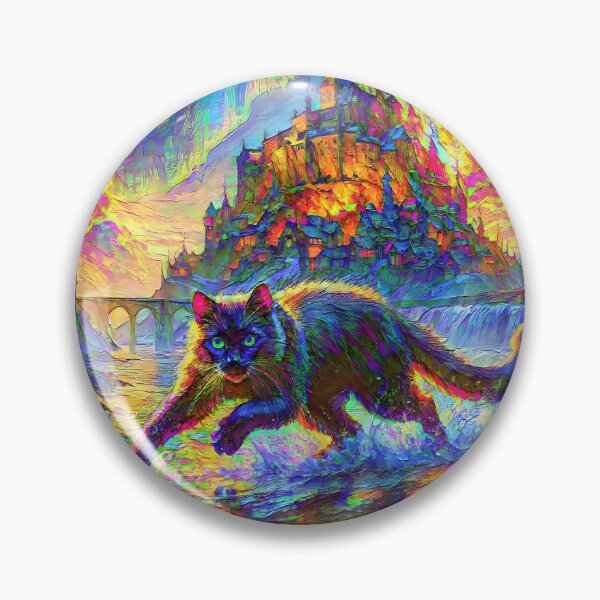 Item preview, Stylised cat and castle. DeepDream designed and sold by blackhalt.