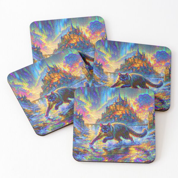 Item preview, Stylised cat and castle. DeepDream designed and sold by blackhalt.