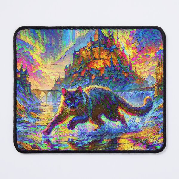 Item preview, Stylised cat and castle. DeepDream designed and sold by blackhalt.
