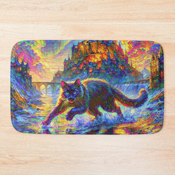 Item preview, Stylised cat and castle. DeepDream designed and sold by blackhalt.
