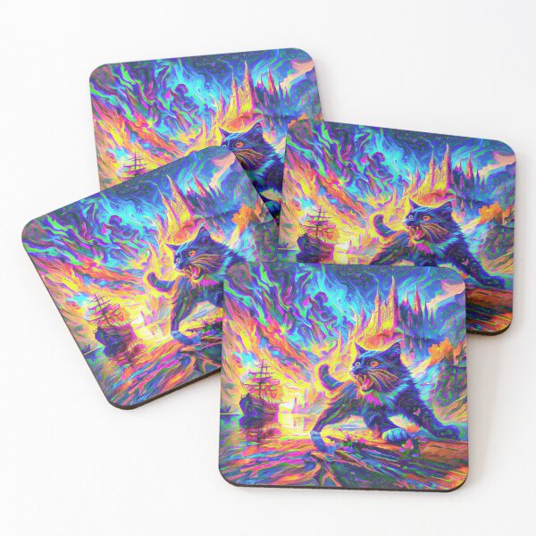 Item preview, Stylised cat and castle. DeepDream designed and sold by blackhalt.
