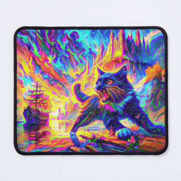 Item preview, Stylised cat and castle. DeepDream designed and sold by blackhalt.