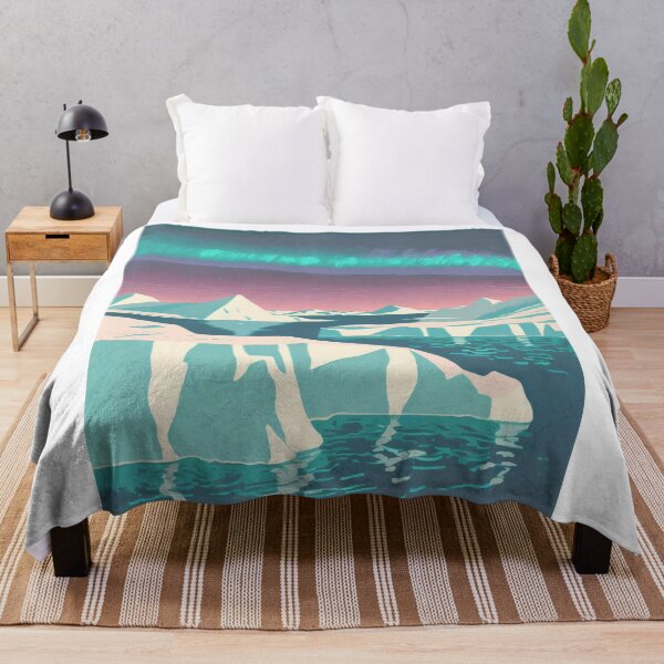 Item preview, Vintage Greenland Travel Poster - Minimalist Retro Northern Lights Artwork designed and sold by pod24.