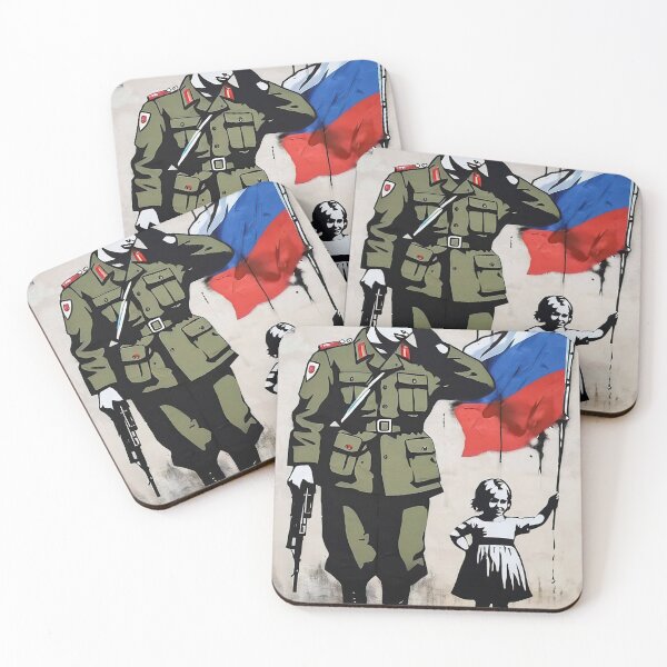 Item preview, Russian female soldier and flag - banksy style designed and sold by oheslop.