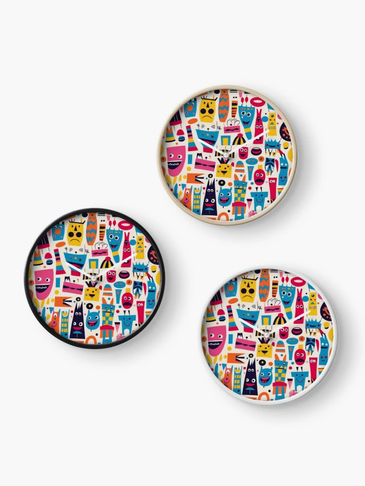 Thumbnail 3 of 4, Clock, RogerPattern - "Colorful Comedy Parade" designed and sold by RogerPattern.