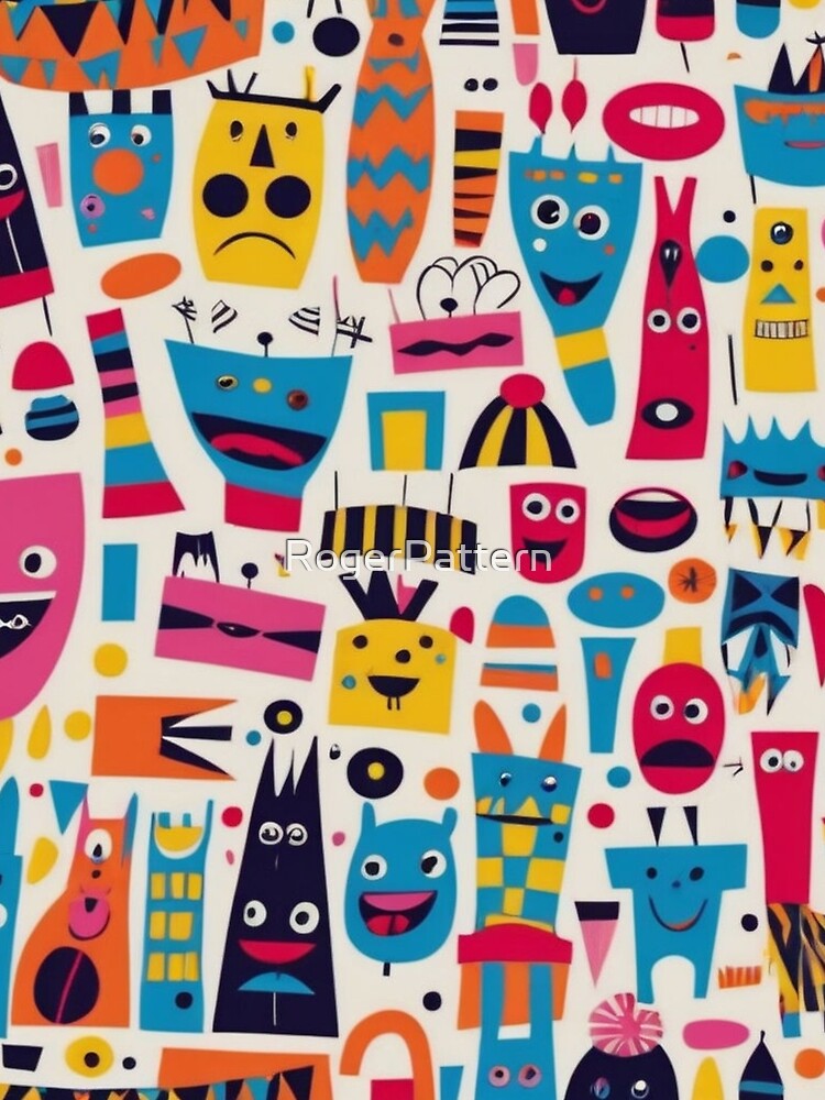 Thumbnail 3 of 3, Scarf, RogerPattern - "Colorful Comedy Parade" designed and sold by RogerPattern.