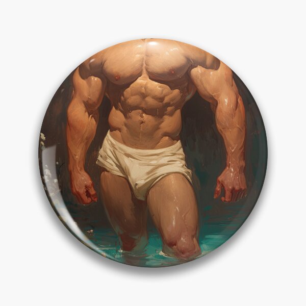 Item preview, Bodybuilder in a Pond Oil Painting designed and sold by ChanningsPinups.