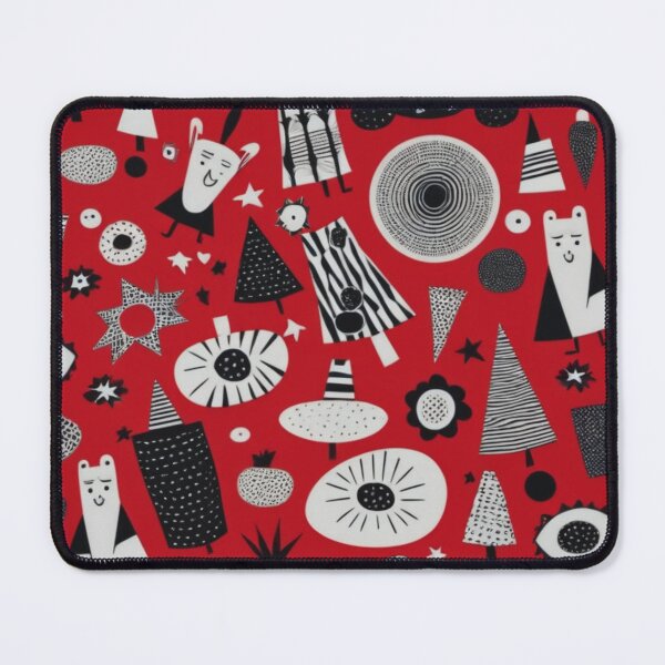 Item preview, RogerPattern - "Red Background with Black and White Designs" designed and sold by RogerPattern.