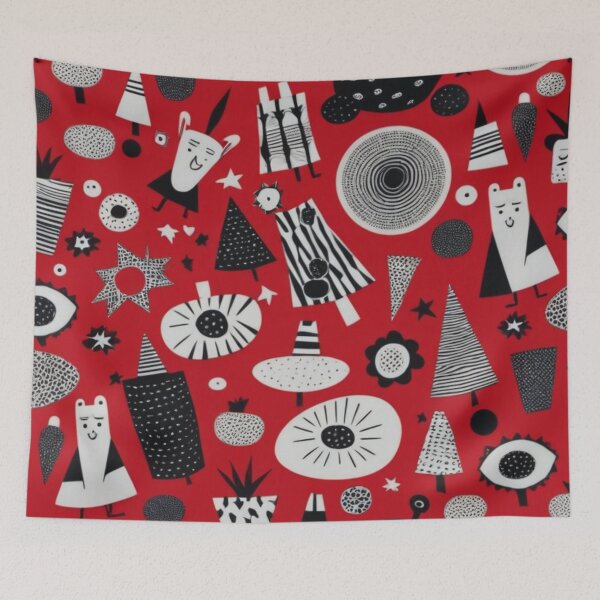Item preview, RogerPattern -  "Red Background with Black and White Designs" designed and sold by RogerPattern.