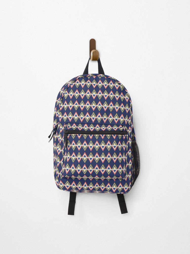 Thumbnail 1 of 3, Backpack, Alternating Triangle - Navy designed and sold by ClanRaeDesign.